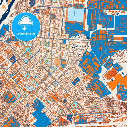 Colorful Petropavl Street Map with Labels and Buildings