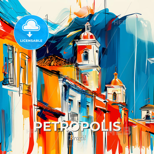 Vibrant Petropolis, Brazil - A Painting Of A Colorful Building - Square format print template