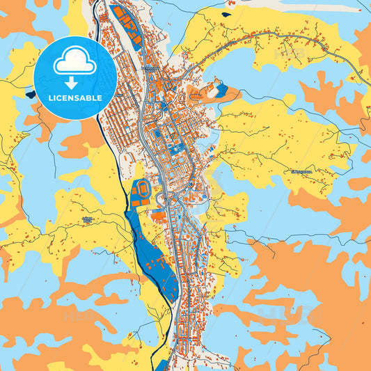 Colorful Petroșani Street Map with Labels and Buildings