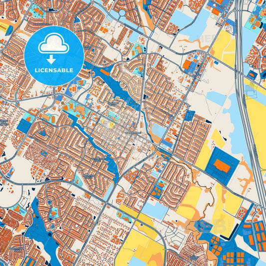 Colorful Pflugerville Street Map with Labels and Buildings
