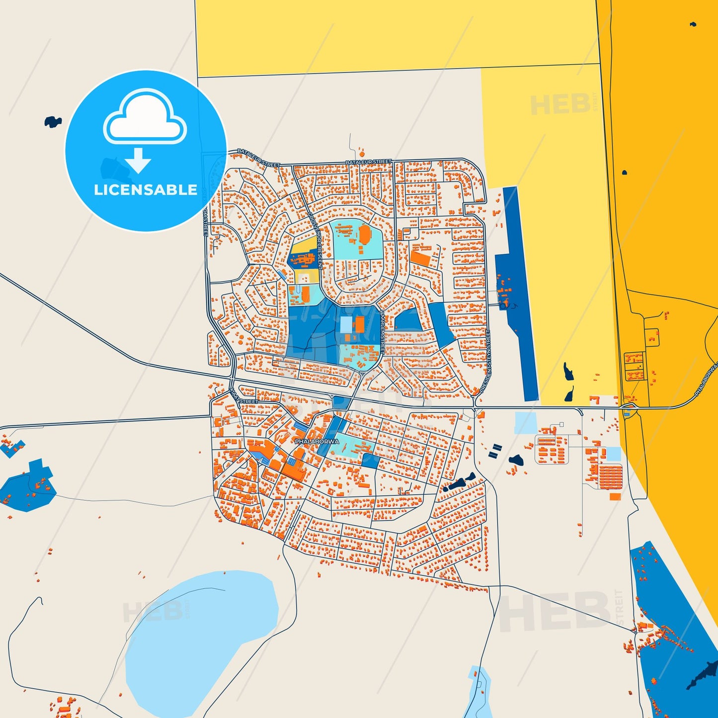 Colorful Phalaborwa Street Map with Labels and Buildings