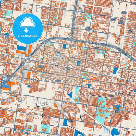 Colorful Pharr Street Map with Labels and Buildings