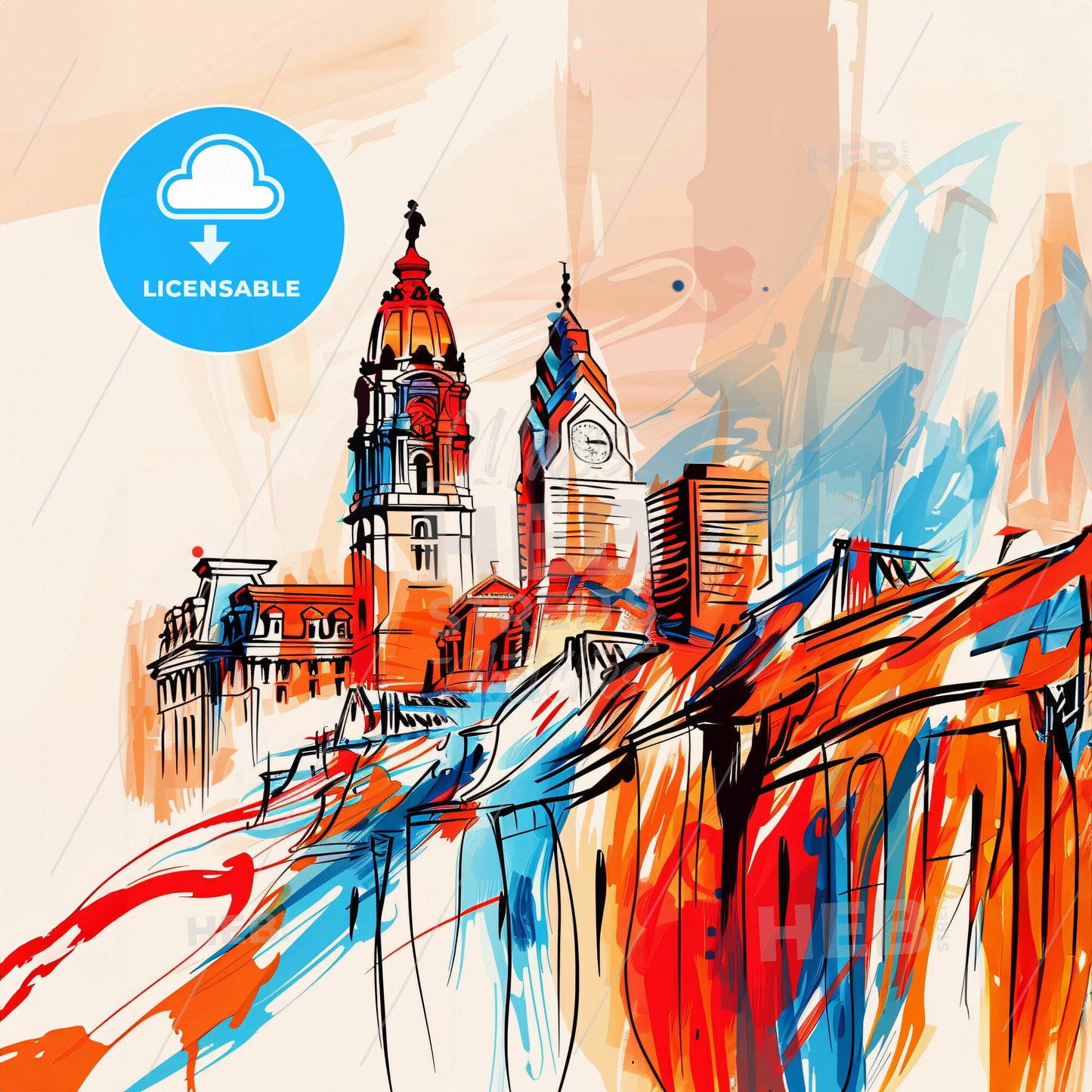 Vibrant Philadelphia, Pennsylvania - A Painting Of A City