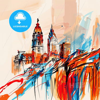 Vibrant Philadelphia, Pennsylvania - A Painting Of A City