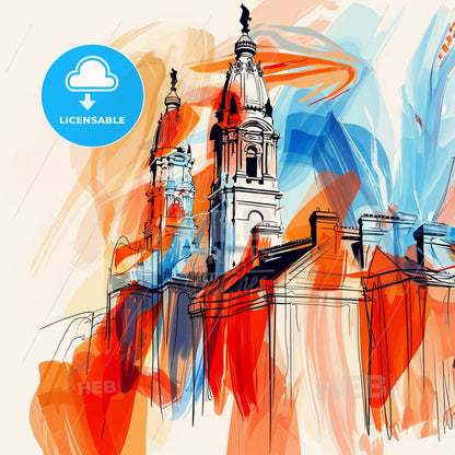 Vibrant Philadelphia, Pennsylvania - A Drawing Of A Building With A Spire
