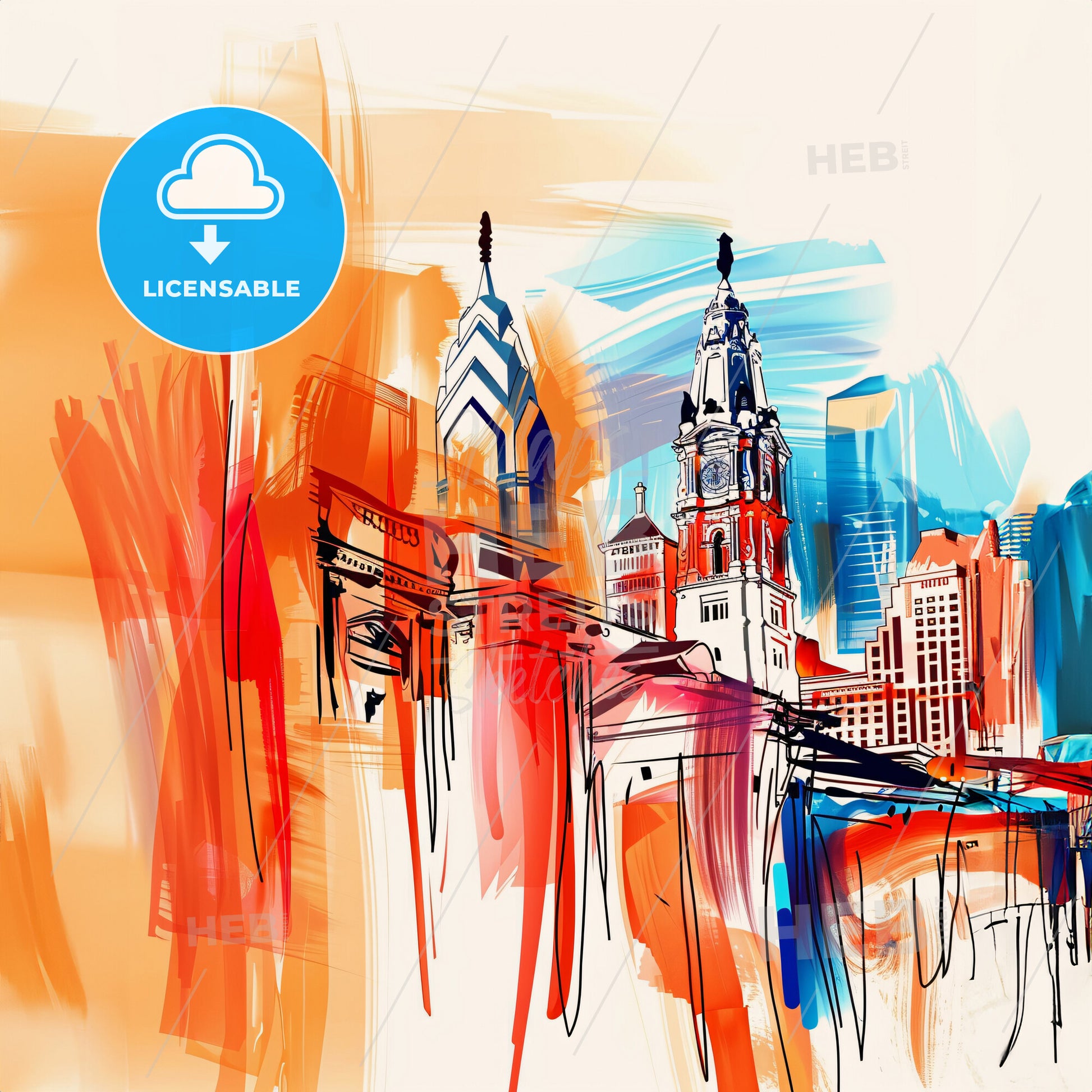 Vibrant Philadelphia, Pennsylvania - A Painting Of A City