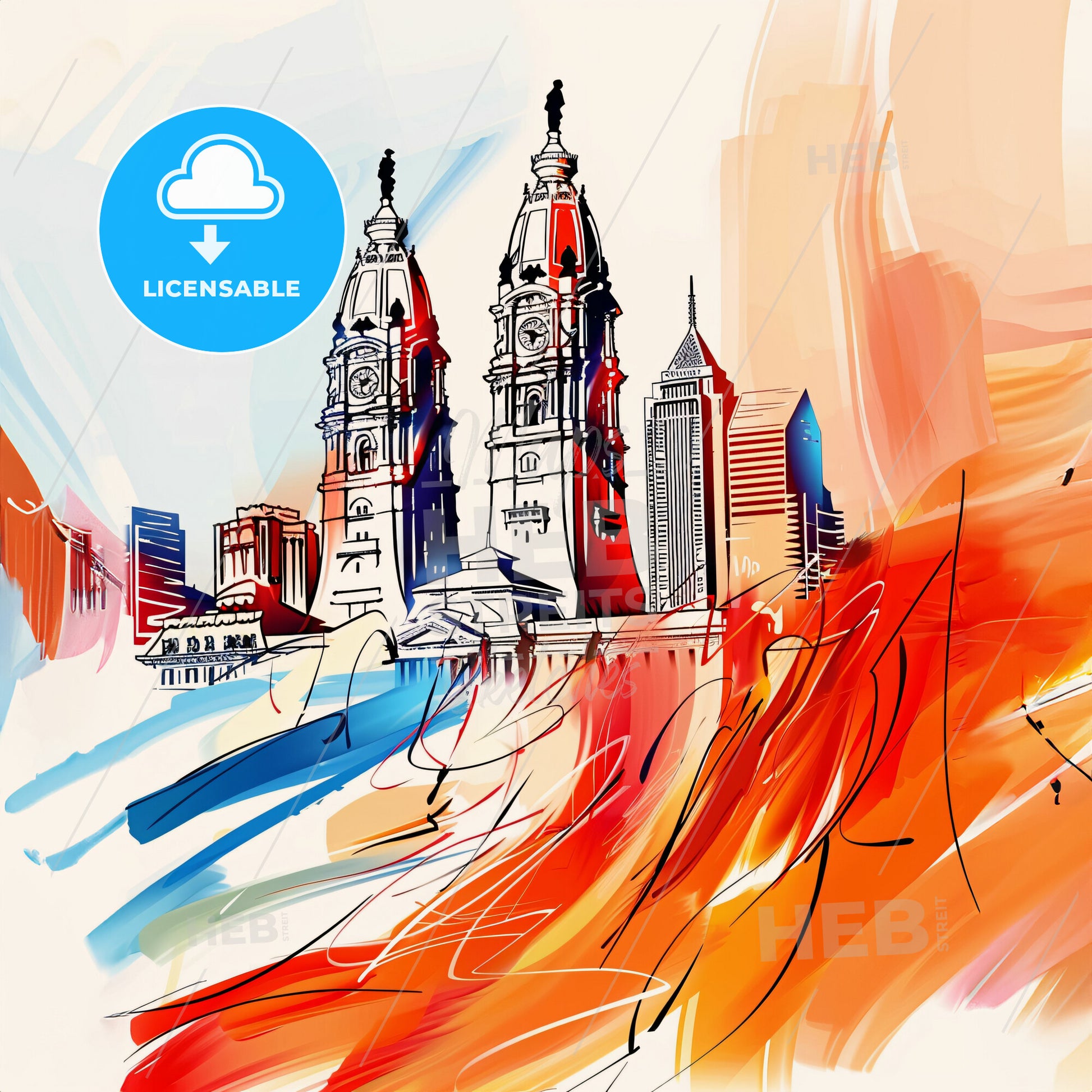 Vibrant Philadelphia, Pennsylvania - A Painting Of A City