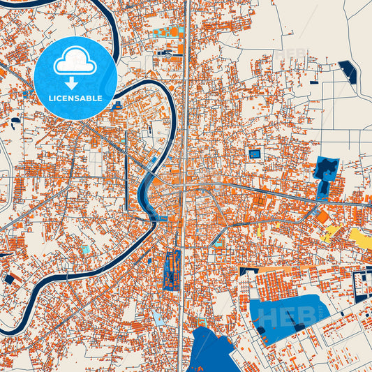 Colorful Phitsanulok Street Map with Labels and Buildings