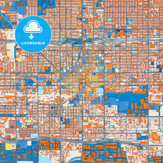 Colorful Phoenix Street Map with Labels and Buildings