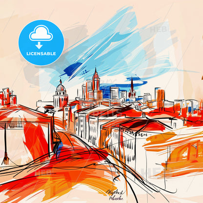 Vibrant Phoenix, Arizona - A Drawing Of A City