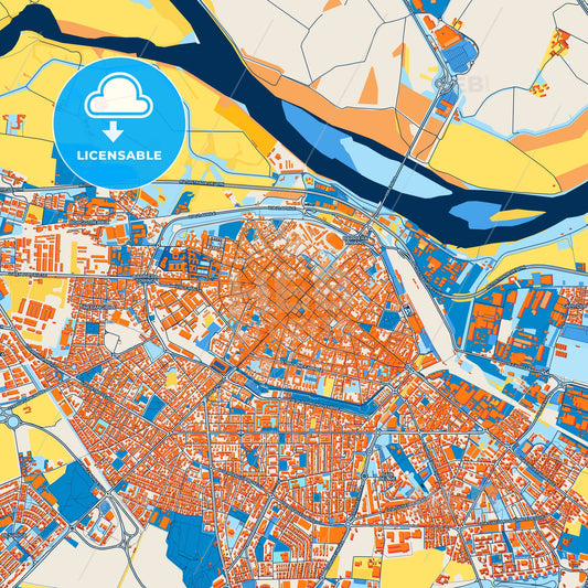 Colorful Piacenza Street Map with Labels and Buildings