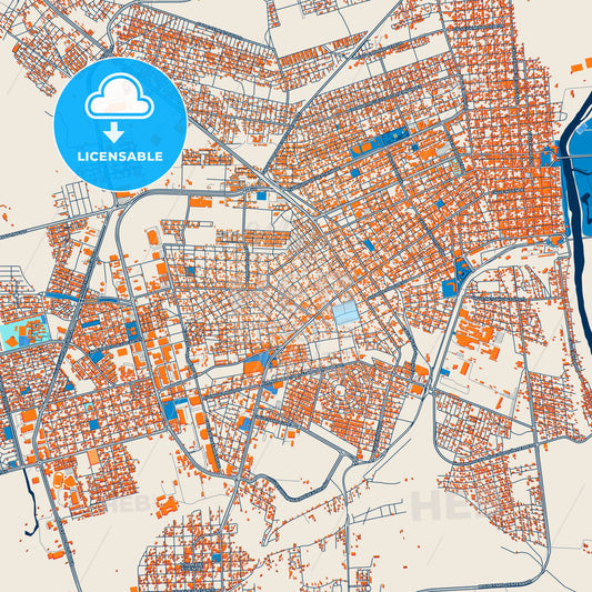 Colorful Piedras Negras Street Map with Labels and Buildings