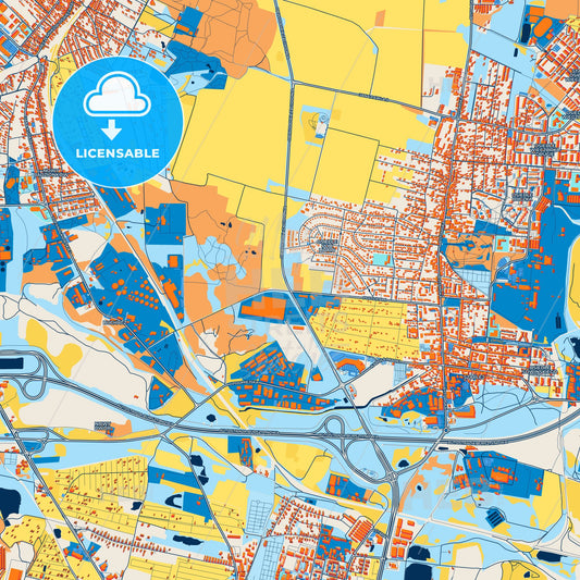 Colorful Piekary Śląskie Street Map with Labels and Buildings