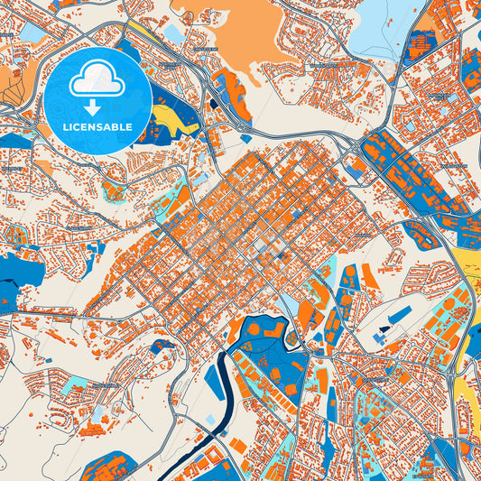 Colorful Pietermaritzburg Street Map with Labels and Buildings