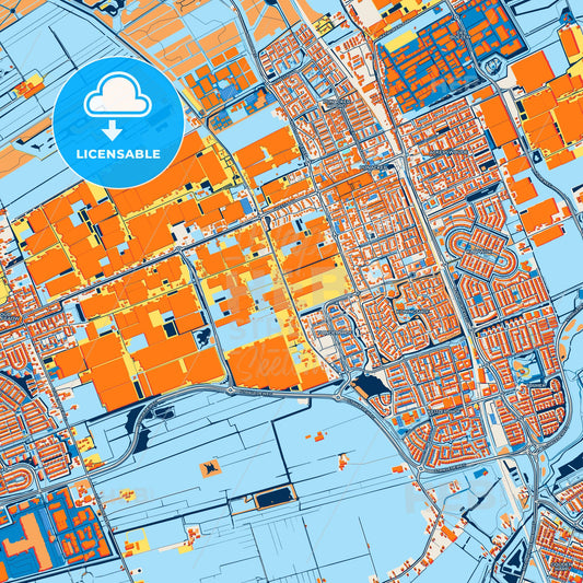 Colorful Pijnacker-Nootdorp Street Map with Labels and Buildings