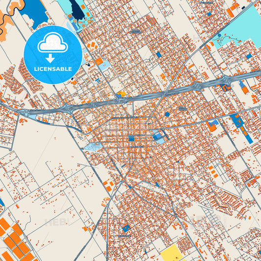 Colorful Pilar Street Map with Labels and Buildings