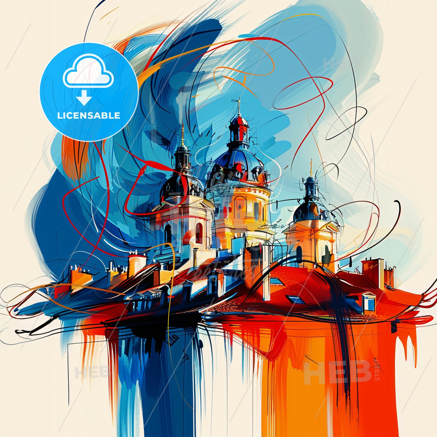 Vibrant Épinay-Sur-Seine, France - A Painting Of A Building With A Colorful Background