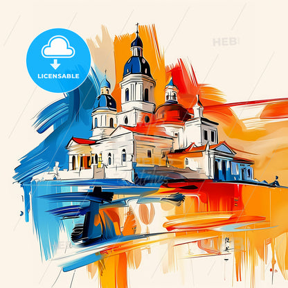 Vibrant Pingtung, Taiwan - A Painting Of A Building