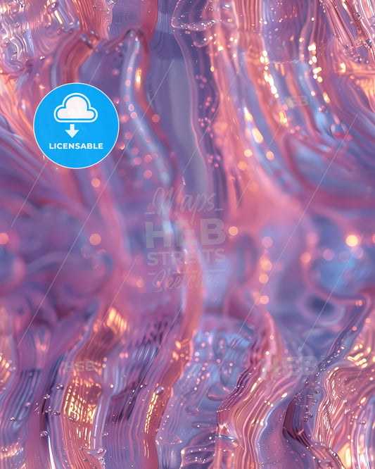 Abstract fluid painting close up pink blue wavy lines water droplets art