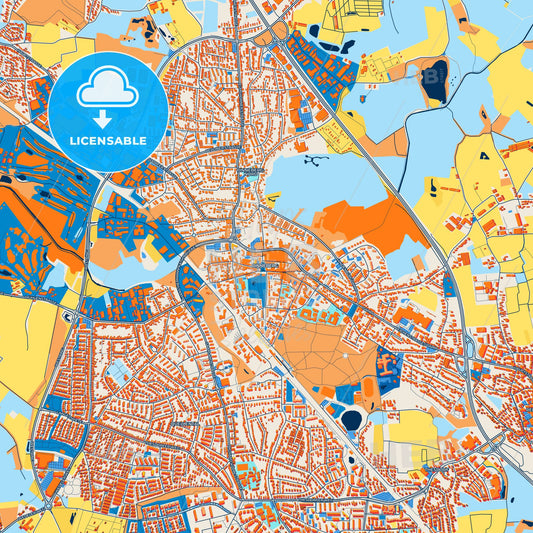 Colorful Pinneberg Street Map with Labels and Buildings