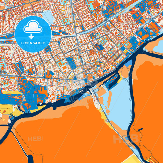 Colorful Pinsk Street Map with Labels and Buildings