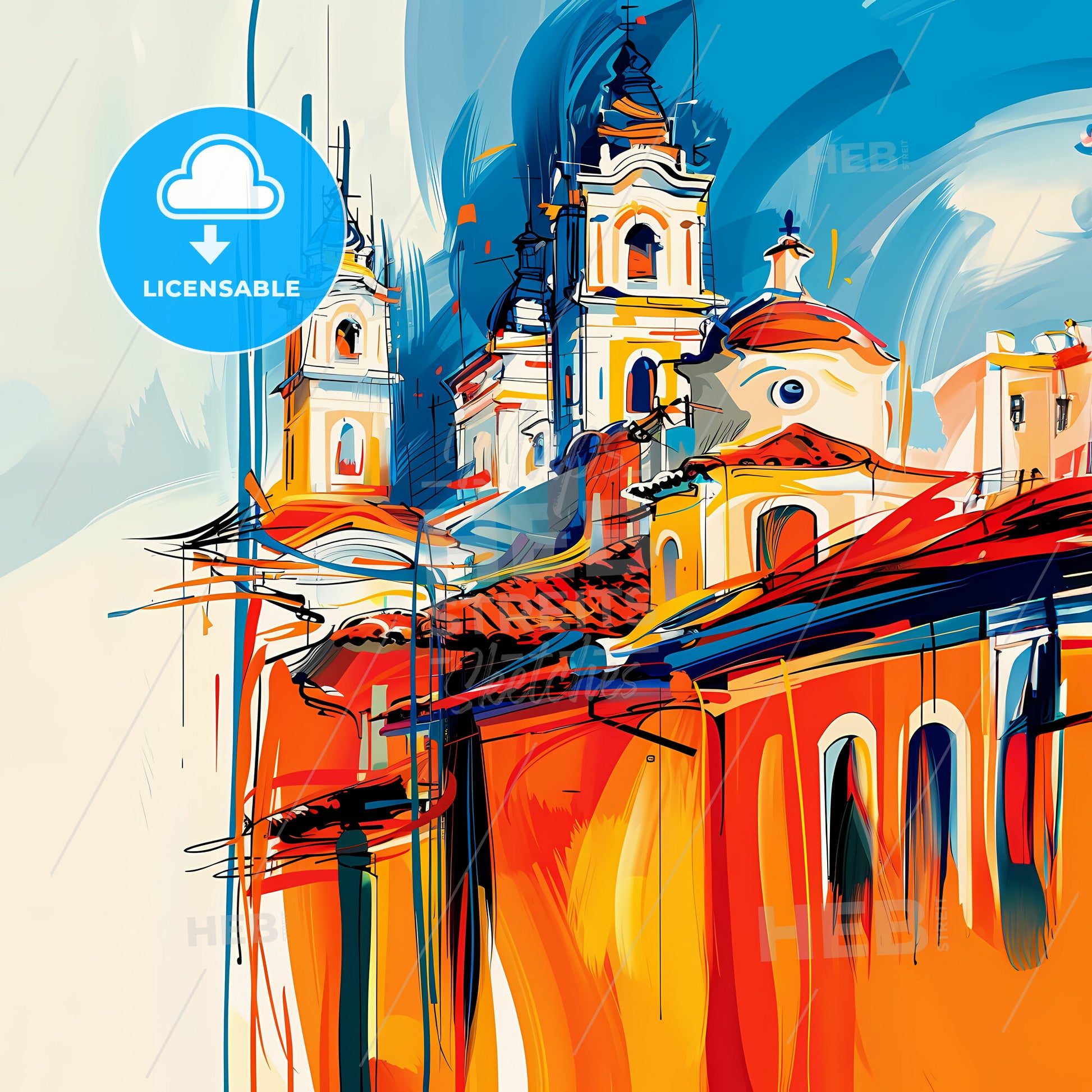 Vibrant Piracicaba, Brazil - A Painting Of A Building With Towers