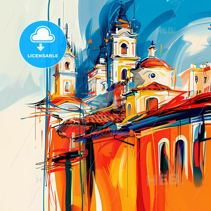 Vibrant Piracicaba, Brazil - A Painting Of A Building With Towers