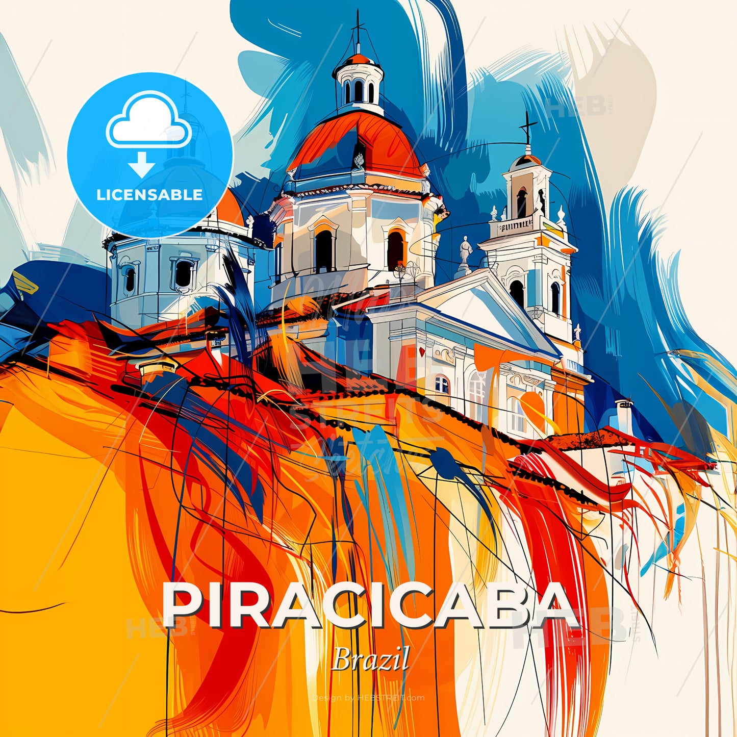 Vibrant Piracicaba, Brazil - A Colorful Painting Of A Building - Square format print template