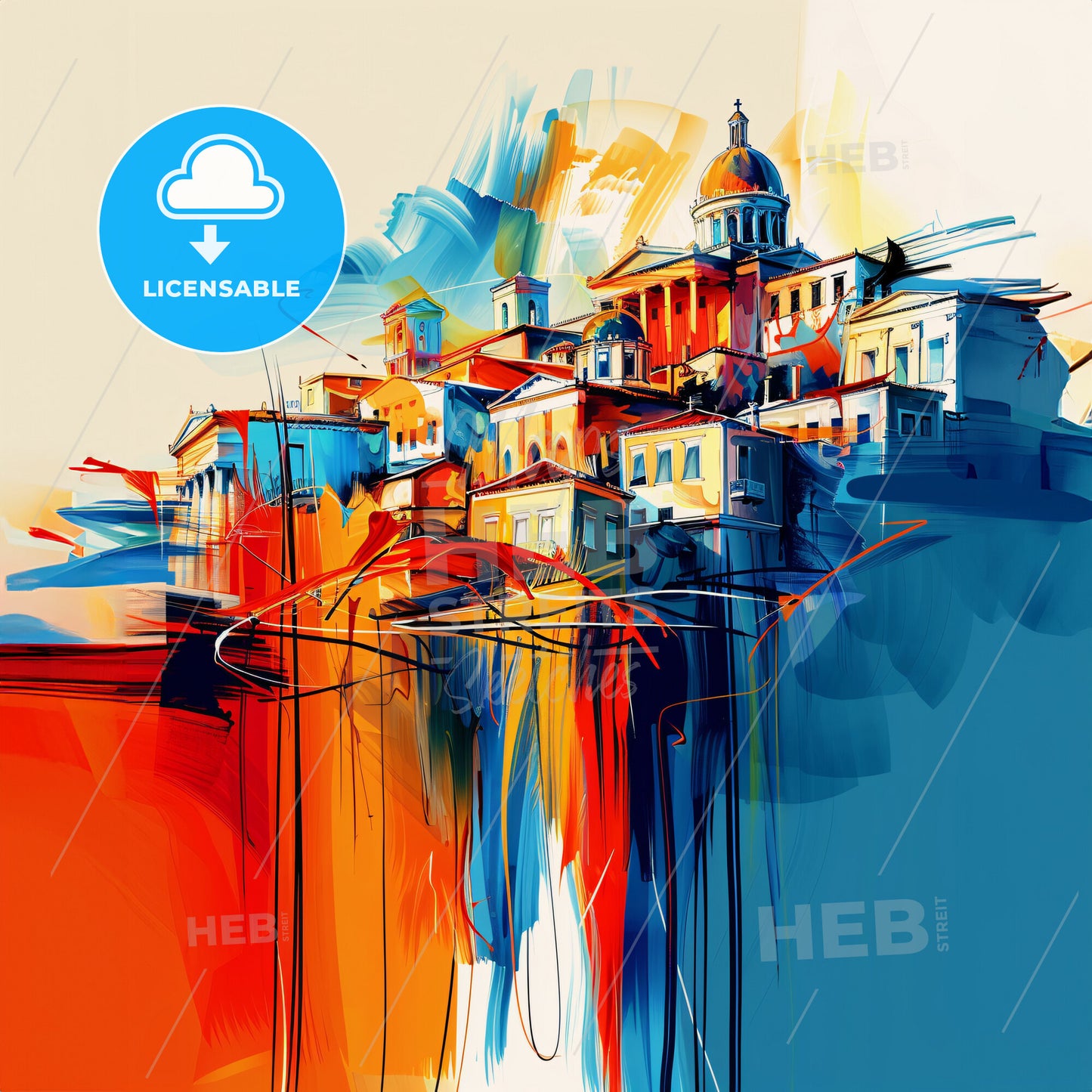 Vibrant Piraeus, Greece - A Painting Of A City