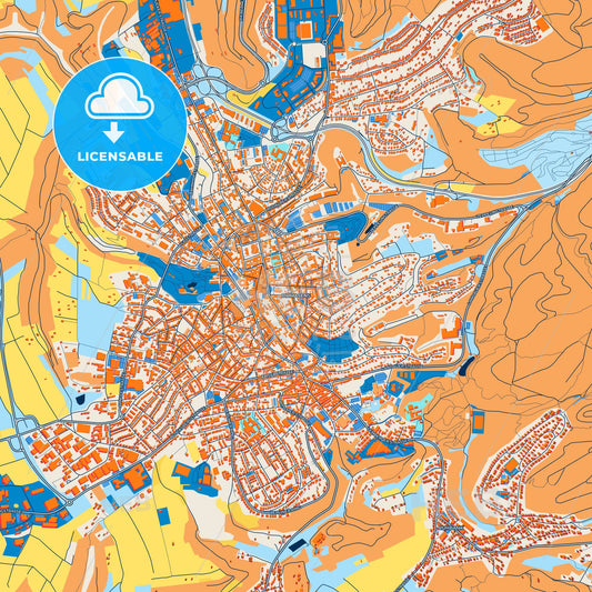 Colorful Pirmasens Street Map with Labels and Buildings
