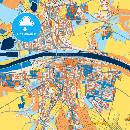 Colorful Pirna Street Map with Labels and Buildings