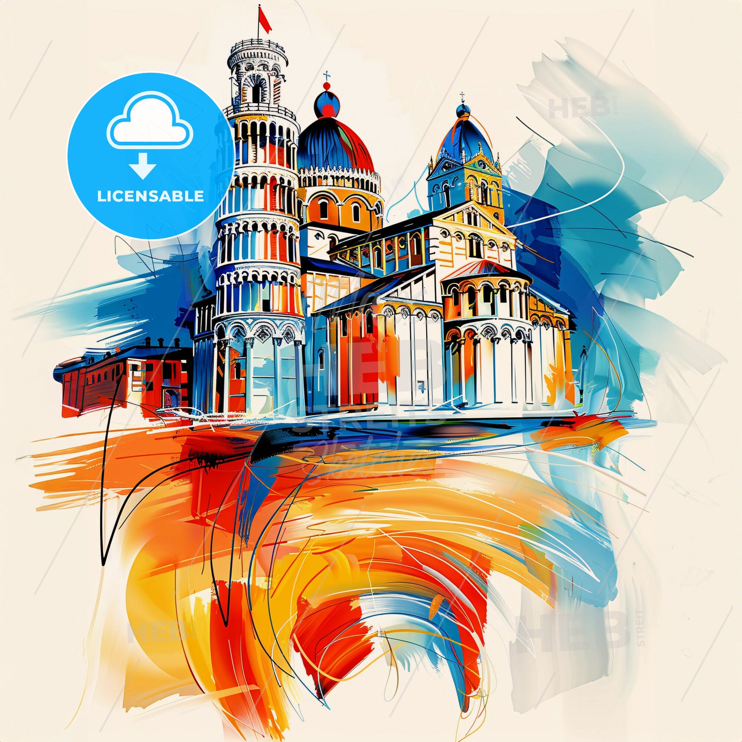 Vibrant Pisa, Italy - A Painting Of A Building