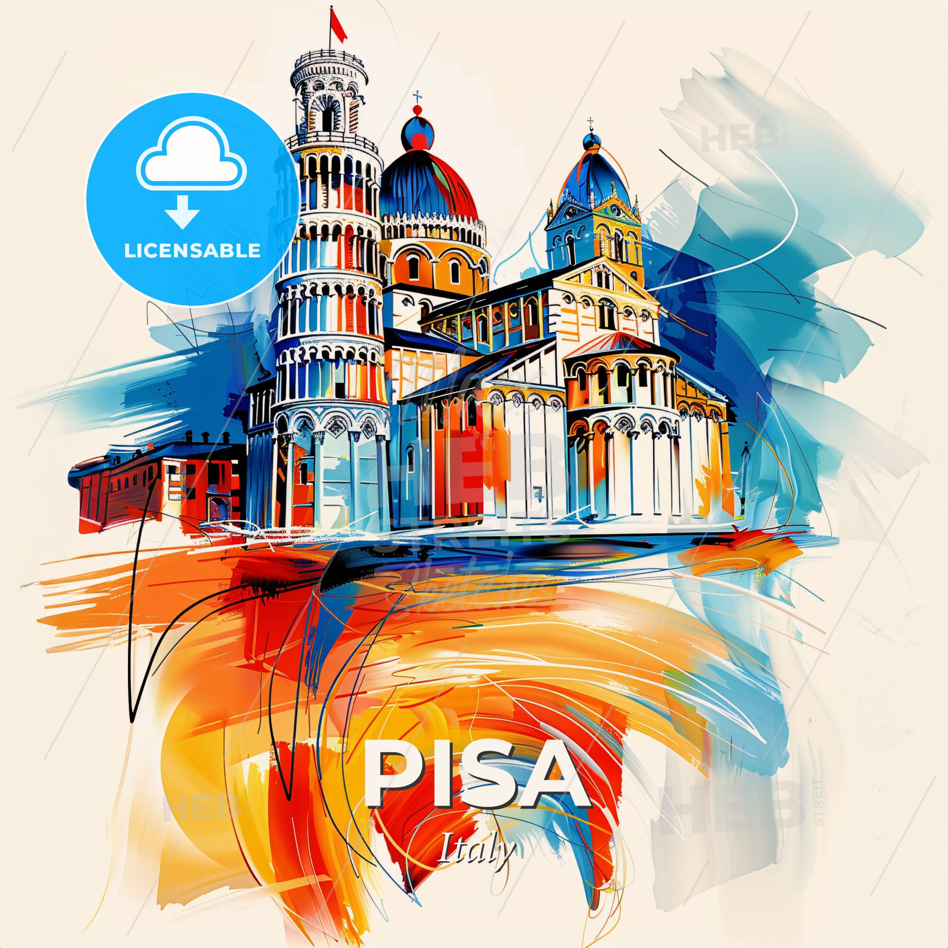 Vibrant Pisa, Italy - A Painting Of A Building - Square format print template