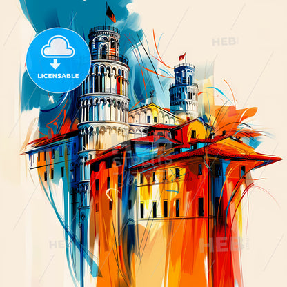 Vibrant Pisa, Italy - A Painting Of A Building