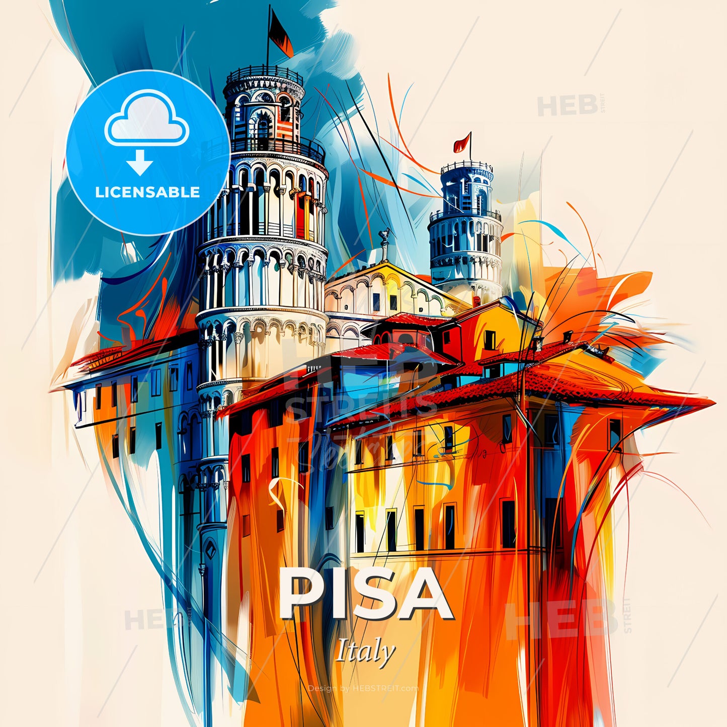 Vibrant Pisa, Italy - A Painting Of A Building - Square format print template