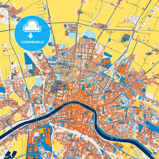 Colorful Pisa Street Map with Labels and Buildings