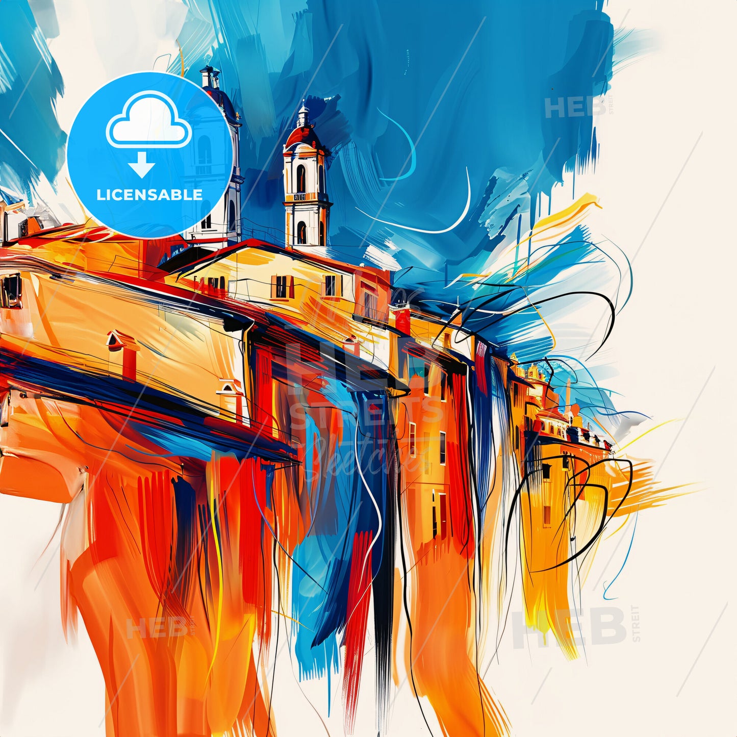 Vibrant Pistoia, Italy - A Painting Of A Building With Towers