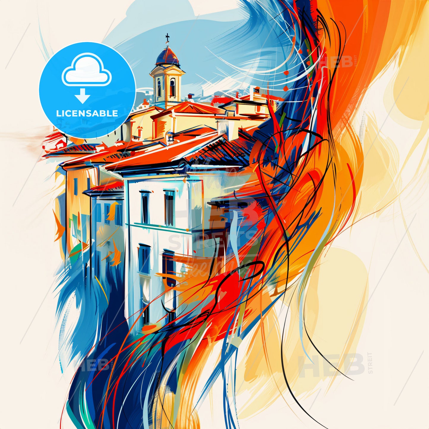 Vibrant Pistoia, Italy - A Colorful Painting Of Buildings