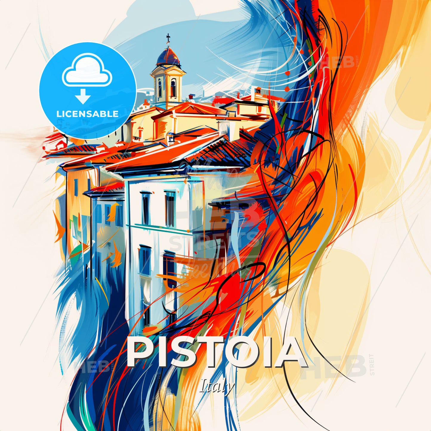 Vibrant Pistoia, Italy - A Colorful Painting Of Buildings - Square format print template