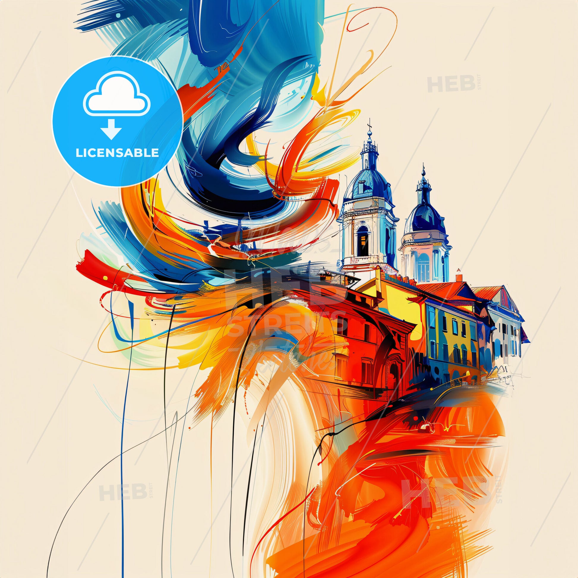 Vibrant Pistoia, Italy - A Painting Of A Building With A Colorful Brushstroke