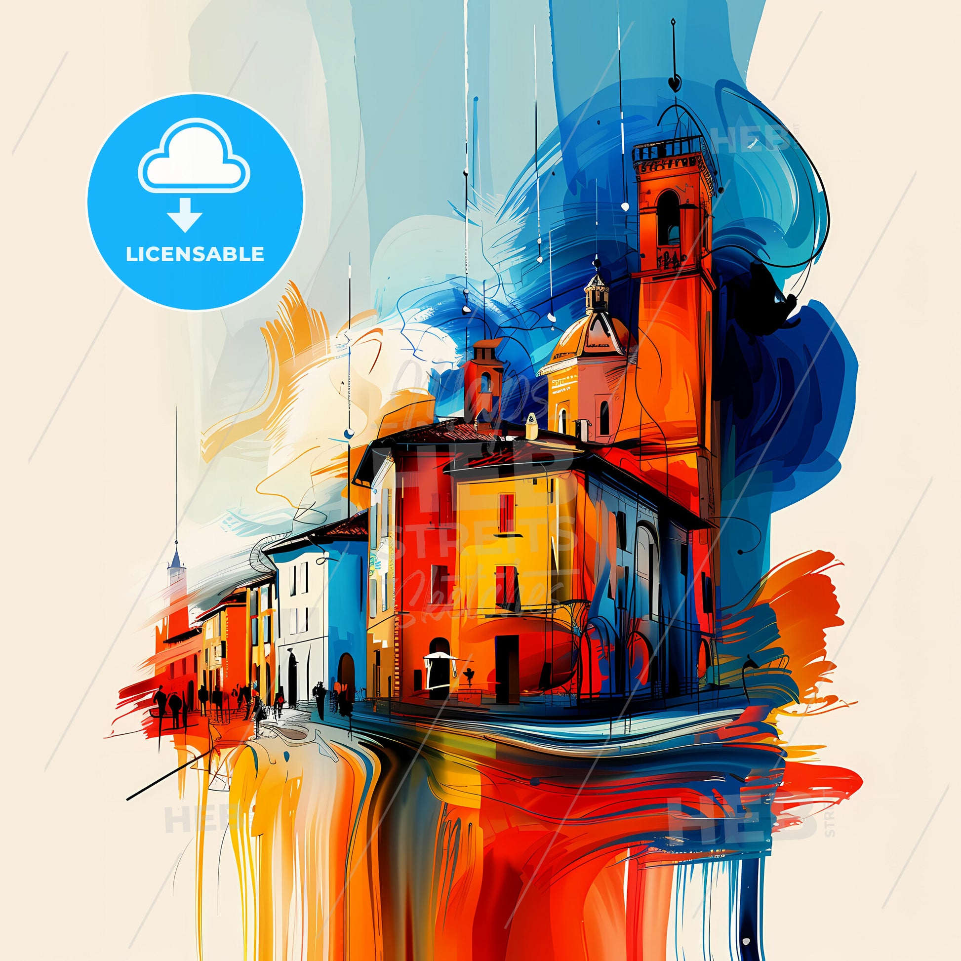 Vibrant Pistoia, Italy - A Painting Of A Colorful City