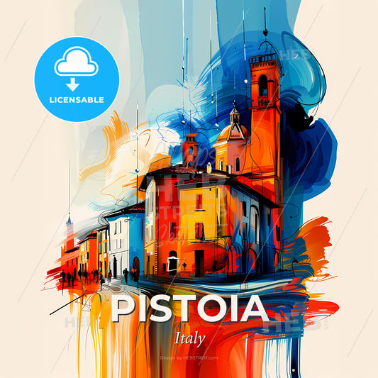 Vibrant Pistoia, Italy - A Painting Of A Colorful City - Square format print template