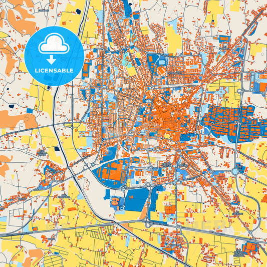 Colorful Pistoia Street Map with Labels and Buildings