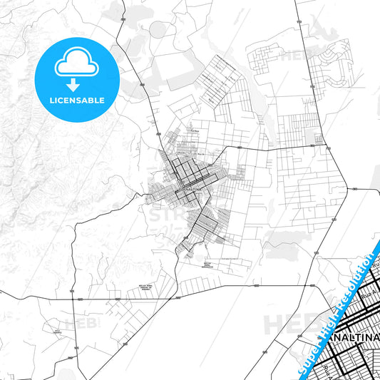 Planaltina, Brazil light map with streetnames, citynames and districts