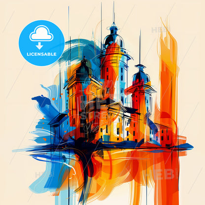 Vibrant Plano, Texas - A Colorful Painting Of A Castle