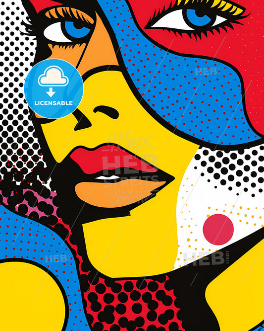 Playful Pop Art Woman: Bold, Graphic, Energetic, Lively, Vibrant, Expressive, Contemporary, Youthful, Minimalist