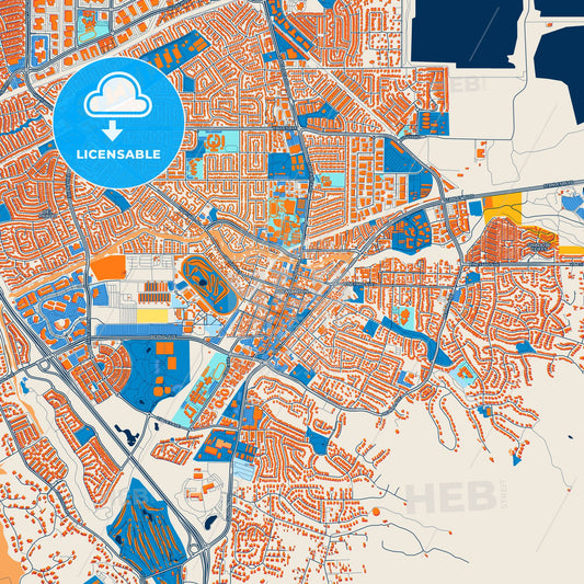 Colorful Pleasanton Street Map with Labels and Buildings