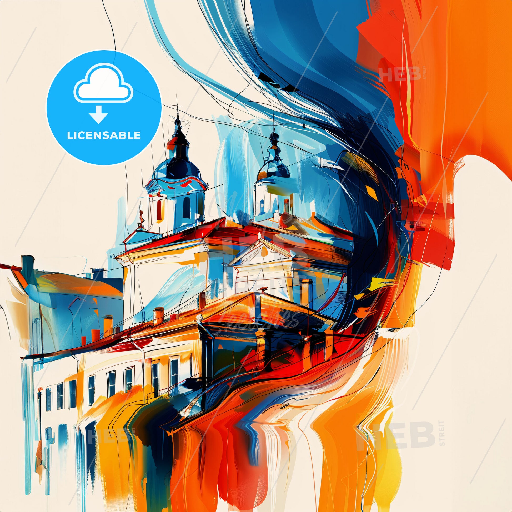 Vibrant Плевен, Bulgaria - A Painting Of A Building