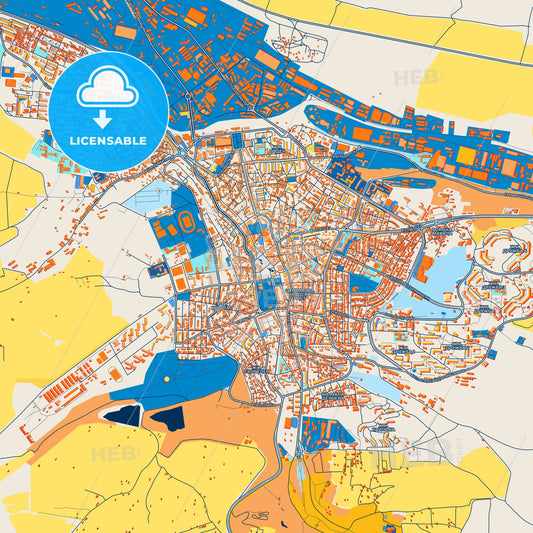Colorful Pleven Street Map with Labels and Buildings