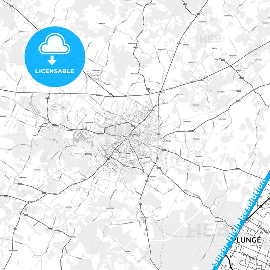 Plungė, Lithuania light map with streetnames, citynames and districts